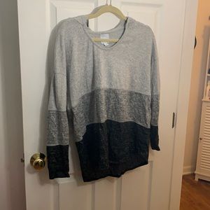 Three color grey “sweatshirt” with a hoodie